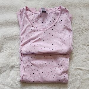 Charter Club Pink and Black Polka Dot Pajama Set Size L 100%Cotton